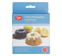Tala Lot de 2 Mini Moules à Kouglof 14 x 12 x 4,5 cm en Acier Carbone avec Revêtement Antiadhésif, Moules Cannelés pour Petits Gâteaux Individuels, Gris