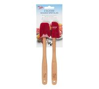 Tala Lot de 2 Mini Spatules en Silicone avec Manche en Bois, Petite Spatule de Cuisine pour Mélanger Racler et Pâtisserie, Tête Flexible pour Bols Pots et Poêles, Compatible Antiadhésif