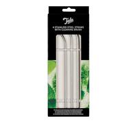 Tala Pailles en Acier Inoxydable Lot de 4 Pailles Métal Réutilisables avec Brosse de Nettoyage pour Cocktails Smoothies Milkshakes Café Glacé Boissons Chaudes et Froides Maison