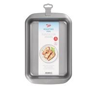 Tala Plat à Rôtir Profond 38,3 x 25,3 x 5,6 cm en Acier Carbone avec Revêtement Antiadhésif, Plat Rectangulaire avec Poignées Larges, Grand Moule pour Viande, Légumes et Gratins, Gris