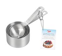 Tala Tasses à Mesurer Set 4 Pièces Inox avec ML et Cup Empilables avec Anneau pour Cuisine et Pâtisserie Mesure Ingrédients Argent