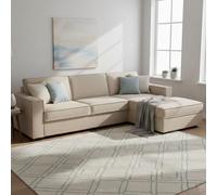Talamo Italia - Canapé d'angle convertible Adelia, Canapé avec ouverture pivotante, Péninsule de rangement droite, Accoudoirs fins, 100% Made in Italy, 260x95h90 cm, Beige