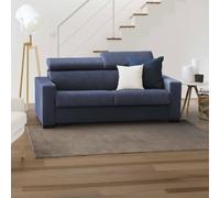 Talamo Italia - Canapé lit 2 Places Aida, Canapé de Salon avec Ouverture pivotante, Appuie-tête réglables et accoudoirs Fins, 100% Made in Italy, 180x95h85 cm, Bleu