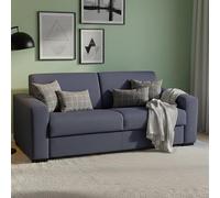 Talamo Italia - Canapé lit 2 places Alena, Canapé de salon avec ouverture pivotante, Tissu rembourré, Accoudoirs fins, 100% Made in Italy, Cm 160x95h90, Bleu