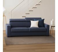 Talamo Italia - Canapé lit 3 places Aiko, Canapé de salon avec ouverture pivotante, Appuie-tête réglables et accoudoirs standards, 100% Made in Italy, 220x95h85 cm, Bleu