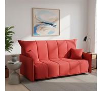 Talamo Italia - Canapé lit 3 places Allyson, Canapé avec ouverture trolley en tissu rembourré, Accoudoirs standards, 100% Made in Italy, 190x90h85 cm, Rouge