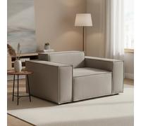 Talamo Italia - Fauteuil Emanuela, Fauteuil de salon, 100% Made in Italy, Fauteuil relaxant en tissu rembourré, 140x95h70 cm, Taupe