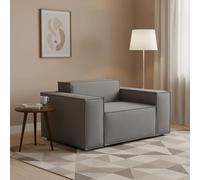 Talamo Italia - Fauteuil Emanuela, Fauteuil de salon, 100% Made in Italy, Fauteuil relaxant en tissu rembourré, 140x95h70 cm, Gris