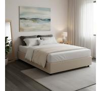 Talamo Italia - Lit double Adele, Lit coffre en tissu, Ouverture frontale, Matelas 140x190 cm inclus, 100% Made in Italy, Beige