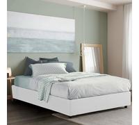 Talamo Italia - Lit double Azzurra, Lit coffre en tissu, Ouverture frontale, adapté pour matelas 140x190 cm, 100% Made in Italy, Blanc