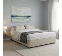 Talamo Italia - Lit double Azzurra, Lit coffre en tissu, Ouverture frontale, adapté pour matelas 140x190 cm, 100% Made in Italy, Beige