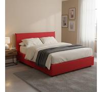 Talamo Italia - Lit double Bibiana, Lit coffre avec revêtement en tissu, 100% Made in Italy, Ouverture frontale, avec matelas 160x190 cm inclus, Rouge