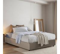 Talamo Italia - Lit double blanc, lit coffre avec revêtement en simili cuir, 100% Made in Italy, ouverture latérale, adapté pour matelas 120x190 cm, gris tourterelle
