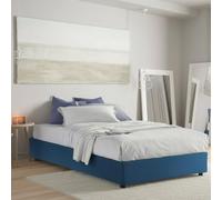 Talamo Italia - Lit double Chloe, Lit coffre en tissu, Ouverture frontale, adapté pour matelas 140x200 cm, 100% Made in Italy, Bleu