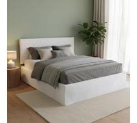 Talamo Italia - Lit double Clementina, ensemble tête de lit en simili cuir avec sommier orthopédique et volant, 100% Made in Italy, adapté pour un matelas de 160x190 cm, Blanc