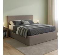 Talamo Italia - Lit double Clementina, ensemble tête de lit en simili cuir avec sommier orthopédique et volant, 100% Made in Italy, adapté pour un matelas 160x190 cm, gris tourterelle
