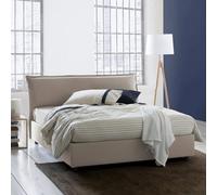 Talamo Italia - Lit Double Clio Avec Coffre Déhoussable, Tête Rembourrée, 100% Made in Italy, Pour Matelas 160x190 cm, Taupe