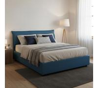 Talamo Italia - Lit Double Clio Coffre Déhoussable Avec Tête Rembourrée, 100% Made in Italy, Pour Matelas 160x190 cm, Bleu