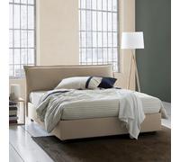 Talamo Italia - Lit double Clio, Lit coffre déhoussable avec tête de lit rembourrée et cadre de lit coffre, 100% Made in Italy, adapté pour matelas 160x190 cm, Beige
