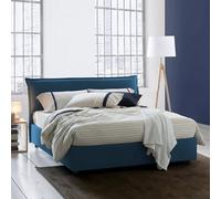 Talamo Italia - Lit double Cloe, lit coffre déhoussable avec tête de lit rembourrée et cadre de lit coffre, 100% Made in Italy, adapté pour matelas 160x200 cm, Bleu