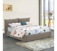 Talamo Italia - Lit Double Cristyn, Lit Coffre avec revêtement en Tissu, 100% Made in Italy, Ouverture Frontale, avec Matelas 160x200 cm Inclus, Taupe