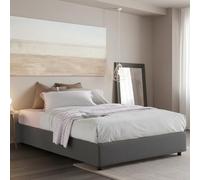 Talamo Italia - Lit double Dana, Lit coffre avec revêtement en tissu, 100% Made in Italy, Ouverture frontale, avec matelas 160x190 cm inclus, Gris