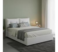 Talamo Italia - Lit double Fabiana, Lit coffre avec revêtement en tissu, 100% Made in Italy, Ouverture frontale, adapté pour matelas 160x200 cm, Blanc