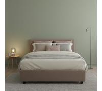 Talamo Italia - Lit double Gaia, Lit coffre avec revêtement en tissu, 100% Made in Italy, Ouverture latérale, avec matelas 120x190 cm inclus, Taupe