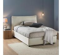 Talamo Italia - Lit double Gloria, lit coffre avec revêtement en tissu, 100% Made in Italy, ouverture frontale, adapté pour matelas 120x190 cm, Beige
