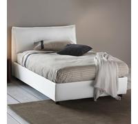 Talamo Italia - Lit double Gloria, Lit coffre avec revêtement en tissu, 100% Made in Italy, Ouverture frontale, adapté pour matelas 120x190 cm, Blanc
