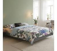 Talamo Italia - Lit double Isabella, Lit fixe en tissu avec pieds, 100% Made in Italy, adapté pour matelas 160x190 cm, Gris