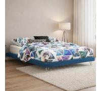 Talamo Italia - Lit double Isabella, Lit fixe en tissu avec pieds, 100% Made in Italy, adapté pour matelas 160x190 cm, Bleu