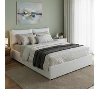 Talamo Italia - Lit double Lara, Lit coffre avec revêtement en simili cuir, 100% Made in Italy, Ouverture frontale, adapté pour matelas 160x190 cm, Blanc