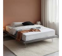 Talamo Italia - Lit double Linda, Lit fixe en tissu avec pieds, 100% Made in Italy, adapté pour matelas 160x200 cm, Gris