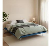 Talamo Italia - Lit double Linda, Lit fixe en tissu avec pieds, 100% Made in Italy, adapté pour matelas 160x200 cm, Bleu
