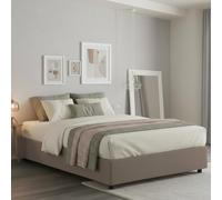 Talamo Italia - Lit double Maria, Lit coffre avec revêtement en tissu, 100% Made in Italy, Ouverture frontale, adapté pour matelas 160x200 cm, Taupe