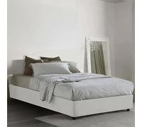 Talamo Italia - Lit double Nicole, Lit coffre avec revêtement en tissu, 100% Made in Italy, Ouverture frontale, adapté pour matelas 120x190 cm, Blanc