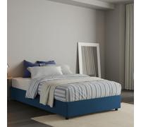 Talamo Italia - Lit double Rebecca, Lit coffre avec revêtement en tissu, 100% Made in Italy, Ouverture frontale, avec matelas 120x200 cm inclus, Bleu