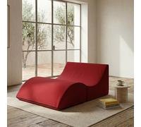 Talamo Italia - Lit pliant Annabella, Pouf convertible en lit double, Méridienne en simili cuir, 100% Made in Italy, 100x200h70 cm, Rouge