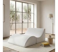 Talamo Italia - Lit pliant Annabella, Pouf transformable en lit double, Méridienne en simili cuir, 100% Made in Italy, 100x200h70 cm, Blanc
