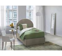 Talamo Italia - Lit simple Alice, Lit coffre avec revêtement en simili cuir, 100% Made in Italy, Ouverture frontale, avec matelas 80x190 cm inclus, Taupe