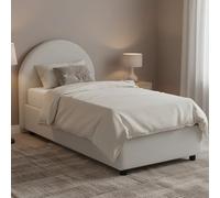 Talamo Italia - Lit simple Alice, Lit coffre avec revêtement en simili cuir, 100% Made in Italy, Ouverture frontale, avec matelas 80x190 cm inclus, Blanc