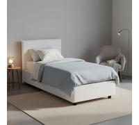 Talamo Italia - Lit simple Brunella, Lit coffre avec revêtement en tissu, 100% Made in Italy, Ouverture frontale, avec matelas 80x190 cm inclus, Blanc