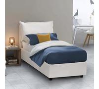 Talamo Italia - Lit simple Carmen, Lit coffre avec revêtement en simili cuir, 100% Made in Italy, Ouverture frontale, avec matelas 90x190 cm inclus, Blanc