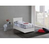 Talamo Italia - Lit simple Cassandra, Lit coffre avec revêtement en simili cuir, 100% Made in Italy, Ouverture frontale, avec matelas 80x200 cm inclus, Blanc