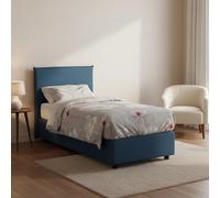 Talamo Italia - Lit simple Chelsea, Lit coffre avec revêtement en tissu, 100% Made in Italy, Ouverture frontale, adapté pour matelas 90x190 cm, Bleu