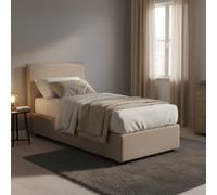 Talamo Italia - Lit simple Claire, Lit coffre avec revêtement en tissu, 100% Made in Italy, Ouverture frontale, avec matelas 90x200 cm inclus, Taupe