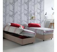 Talamo Italia - Lit simple Diana, Lit coffre avec revêtement en tissu, 100% Made in Italy, Ouverture latérale, avec matelas 80x190 cm inclus, Taupe