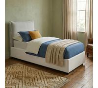 Talamo Italia - Lit simple Emilia, Lit coffre avec revêtement en simili cuir, 100% Made in Italy, Ouverture frontale, avec matelas 90x200 cm inclus, Blanc