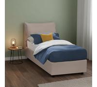 Talamo Italia - Lit simple Emilia, Lit coffre avec revêtement en simili cuir, 100% Made in Italy, Ouverture frontale, avec matelas 90x200 cm inclus, Taupe